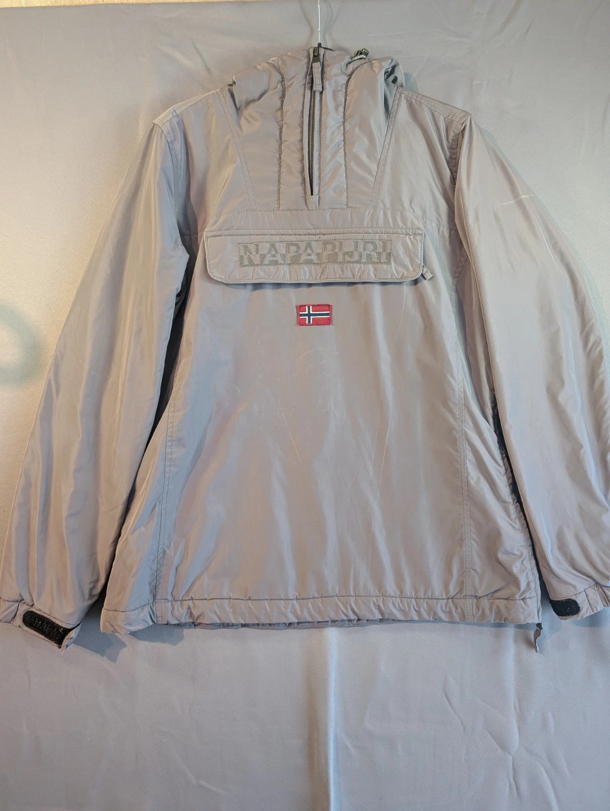 NAPAPIJRI Anorak Jacket Size L Grey Insulated Polyester Hooded