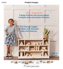 ECR4Kids Mobile Block Storage Cart, Medium, Classroom Furniture, White Wash