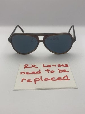 Flying Fisherman Sunglasses Mens Brown Aviator Vintage 80s Frame Damaged Lens
