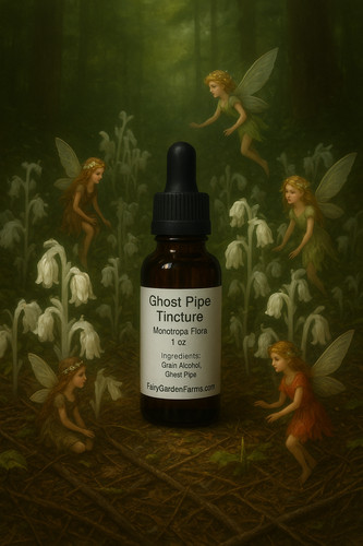 1/2oz ghost pipe tincture in amber bottle with dropper, 4pipe/ounce super strong