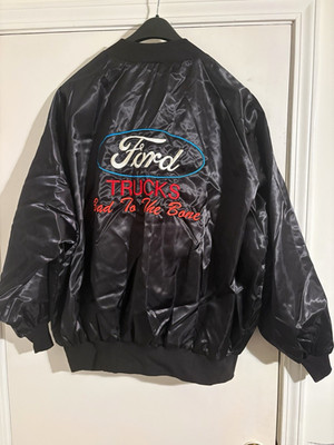 Vintage Ford Trucks Bad To The Bone Satin Snap Jacket Black 4XL Embroidered USA