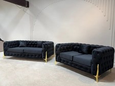 Ashton Chesterfield Sofa Plush Velvet 1 2 3 Seater Sofa Set UK Manufactured