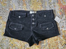 Free People NWT Size 26 Double Up Cord Shorts Black Corduroy Mid-rise Mini