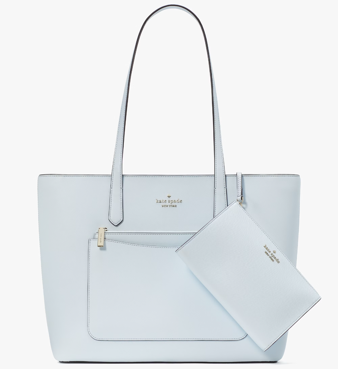 NWB Kate Spade Staci Large Tote Wristlet Pouch Blue KF369 $499 Gift Bag  FS