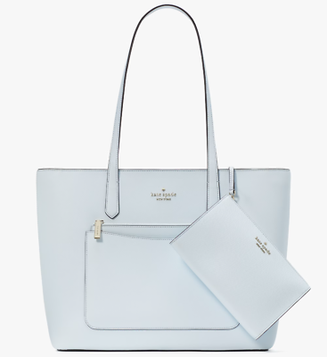 Kate Spade Staci Large Tote + Wristlet + Pouch Pale Blue KF369