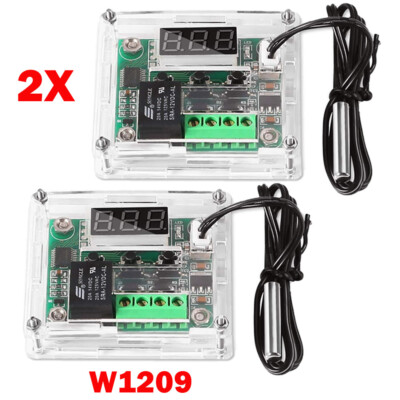 2pcs W1209 DC12V Digital Thermostat Temperature Control Switch Sensors With Case