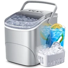 Portable Ice Makers Countertop with Handle,26Lbs/24H,9 Cubes in 6 Mins
