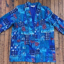 Vintage 80's KENSINGTON SQUARE Multi-Color All Over Floral Print Blazer 18W