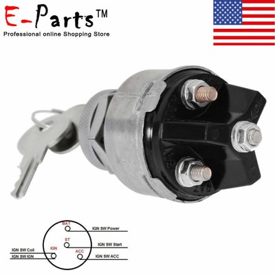 UNIVERSAL CAR MOTORBIKE IGNITION SWITCH 2 KEYS 12V 4 POSITION ON/OFF