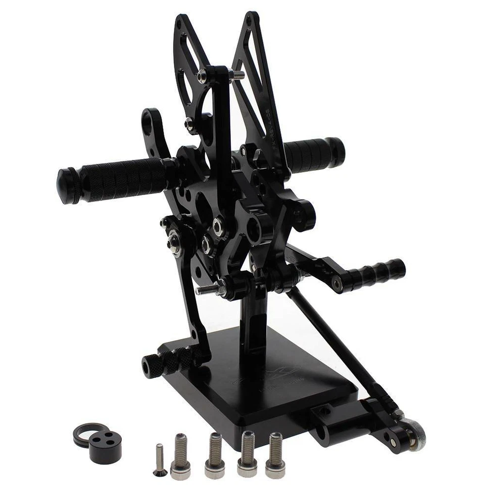 FXCNC Black Footpegs Rearsets Footrest For Aprilia Street/Sportbike Motorcycles - Image 2 of 4