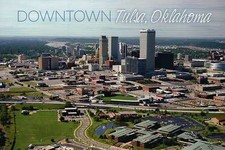 Tulsa Oklahoma Aerial, Downtown, ONEOK Field Stadium, Ayuntamiento, etc. -- Postal