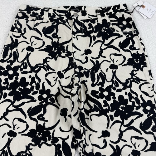 Originality Pants Women’s XL White Black Floral Wide Leg Bohemian Hippy