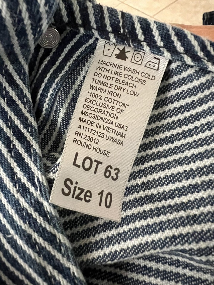 Round House Hickory Stripe Denim Bib Overalls Youth Size 10 eBay