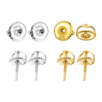 4pcs Dos De Boucles D'Oreilles, Boutons Percés Fermoirs De