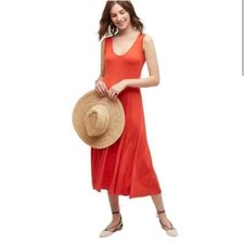 Anthropologie Maeve Size XS ABROAD DRESS Red Tomato Girl Midi Tank Dress