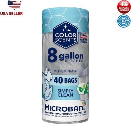 8 Gallon Drawstring Trash Bags Scented W/ Microban Odor Control 40 Count New