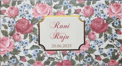 100 bunte traditionelle Blumeneinladungen. Kostenlose Personalisierung.