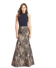 Theia Metallic Jacquard Mermaid Gown size 10
