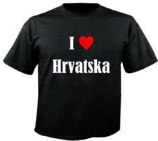T-Shirt I Love Hrvatska für Damen Herren und Kinder Farben Schwarz Weiss Pink