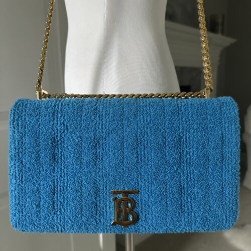 Auth Burberry Brilliant Blue Quilted Terry Medium Lola Shoulder Chain Bag Italy - Picture 4 of 15