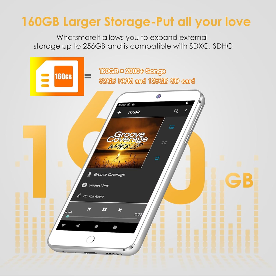 160GB MP3 Player with Bluetooth and Wifi, Digital MP4 MP3 Player with