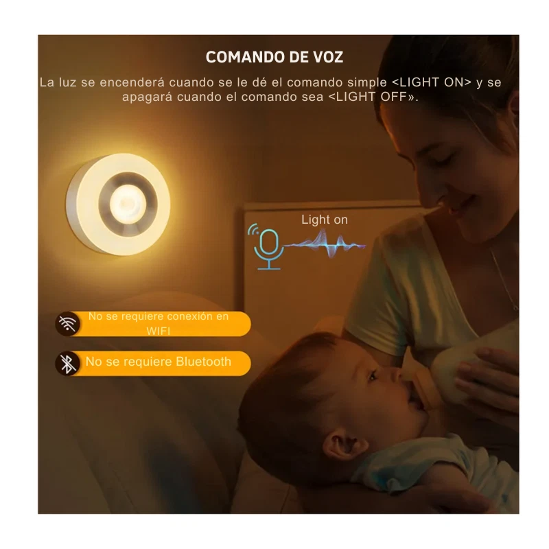 Luz Nocturna LED Inalámbrica con Sensor de movimiento y Voz para Casa - Imagen 4 de 4