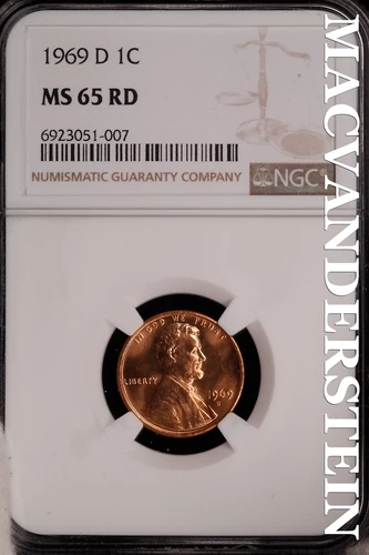1969-D Lincoln Memorial Cent - NGC MS 65 RD - Choice Gem Brilliant Unc  #SLG316