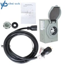 30 Amp Generator Cord 15FT and Power Inlet Box Waterproof Combo Kit NEMA L14-30