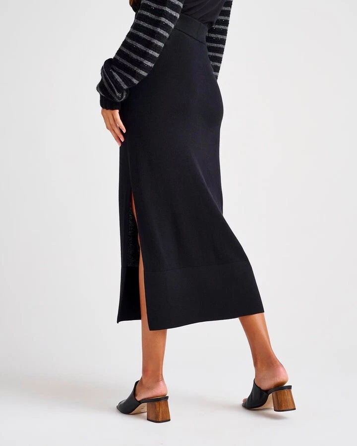 Splendid Juniper Womens Black Knit Stretch Maxi Skirt Size Medium NWT
