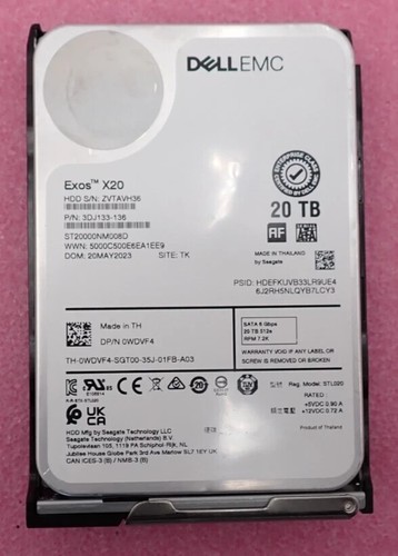 NEW Dell 20TB 7.2K SATA 6G 512e 3.5" Hard Drive HDD WDVF4 + PowerEdge XE Caddy - Picture 6 of 7