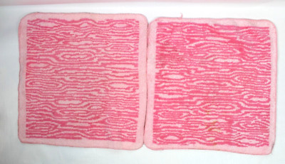 2 vintage Fieldcrest Pink Washcloth zebra tiger wood pattern towel