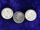 LOT OF 3: 1958 D, 1959 D, 1960 D, Roosevelt One Dime Coin F067