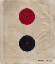 Adolph Gottlieb, New York City, 1903-1974, "Red Blue Round", 19x14", elencato.