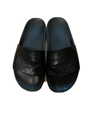 Gucci Black Microguccissima Slide Sandals Gucci Microguccissima Slide Sandals 39 Black 1806634  main image 2