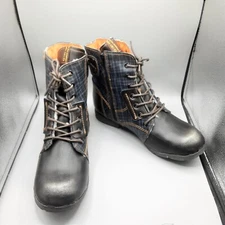 TMA Eyes Women's Boots 9.5M EU 42 Black Leather Plaid
