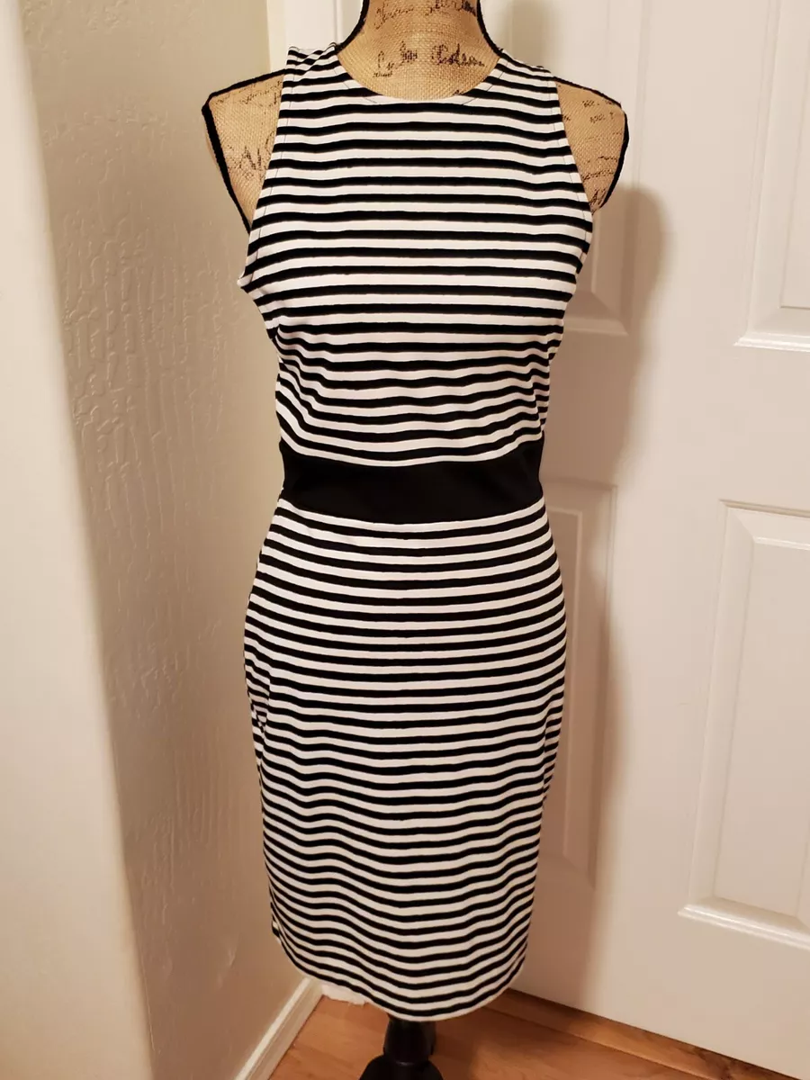 H and m black and sale white striped dress