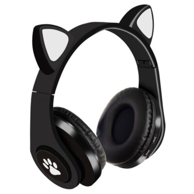 Kinder Kopfhörer Bluetooth LED kabellos Katzenohr Freisprechen Telefon NEU OVP