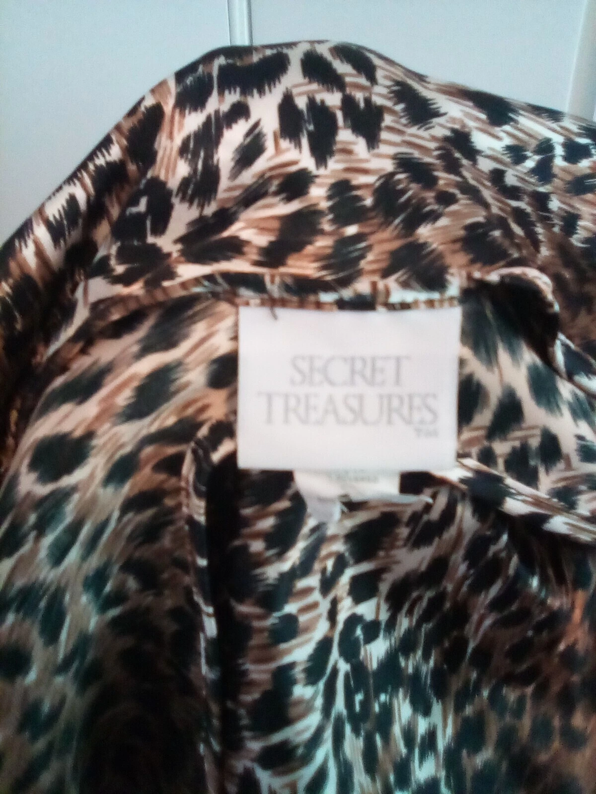 UNDERCOVER Camicia da notte vintage anni 90 Secret Treasures stampa leopardata raso abito da notte M lati aperti
