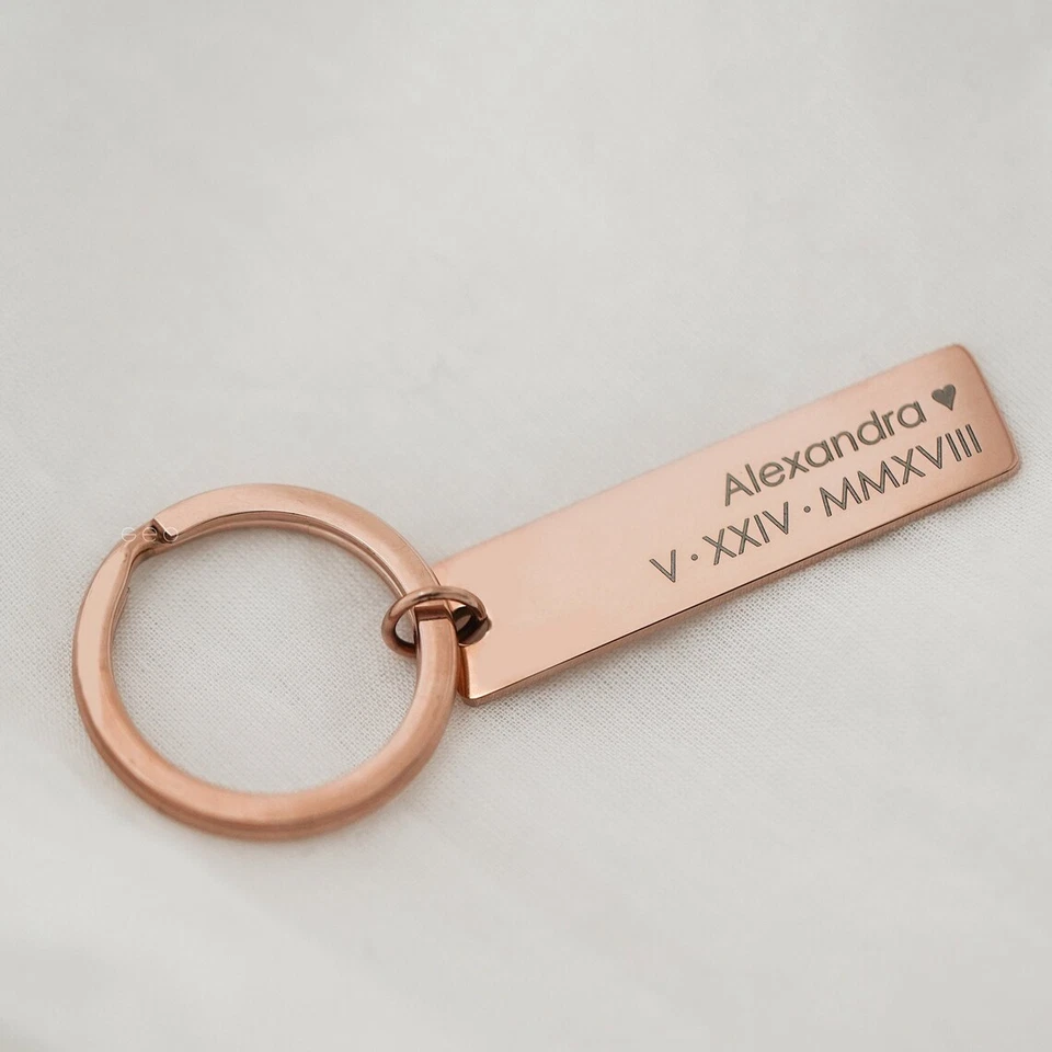 Personalized Keychain for Men Custom Engraved Couple Keychain Gift For Him Her - Image 2 of 4