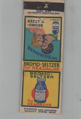 1930s Matchbook Cover Bromo-Seltzer For That Headache