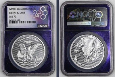 2026 1 oz Ascension S$1 Liberty & Eagle Coin NGC MS 70 TraderBea Purple Core