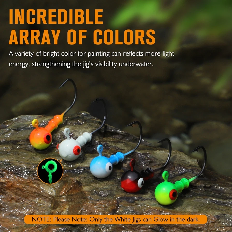 Cabezales de plantilla de natación Dovesun 3/8 oz, ganchos de cabeza de plantilla para señuelo de pesca de lubina Walleye 20 piezas Foto 4 de 4