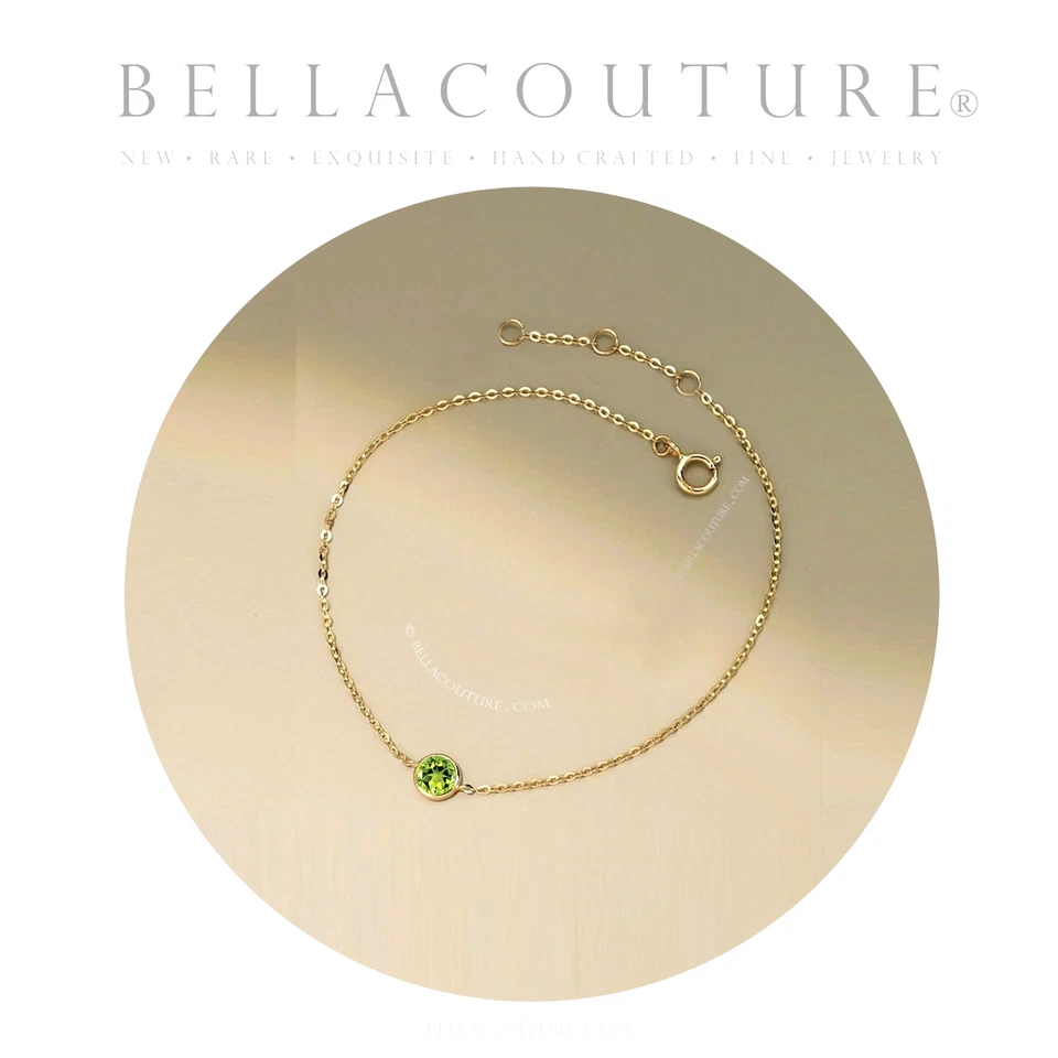 SALE BC® 18K YELLOW GOLD PERIDOT BRACELET DECO CHAIN VTG 14K 585 CHARM PENDANT - Image 4 of 4