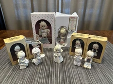 Precious Moments Christmas Ornaments and Stocking Hanger Lot of 6