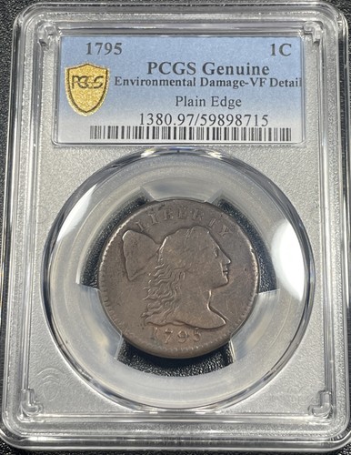 1795 Liberty Kappe großer Cent 1c einfacher Rand PCGS sehr schöne Details schönes Beispiel