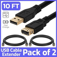 2 Pack USB 3.0 High-Speed USB Extension Cable 10ft Male to Female USB Cord