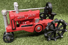 Red John Deere Metal Tractor Cast Iron VTG