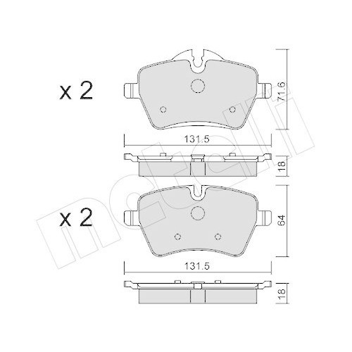 Plaquettes de frein Metelli 22-0768-0 pour Mini Cooper essence et diesel