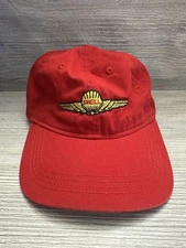 AEROSHELL (Shell Gasoline) Red Hat w/ Adjustable Strap/Embroidered Wing *Details