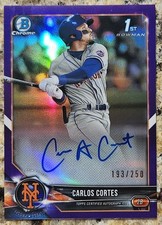 Carlos Cortes Bowman Chrome 2018 Purple /250 Auto